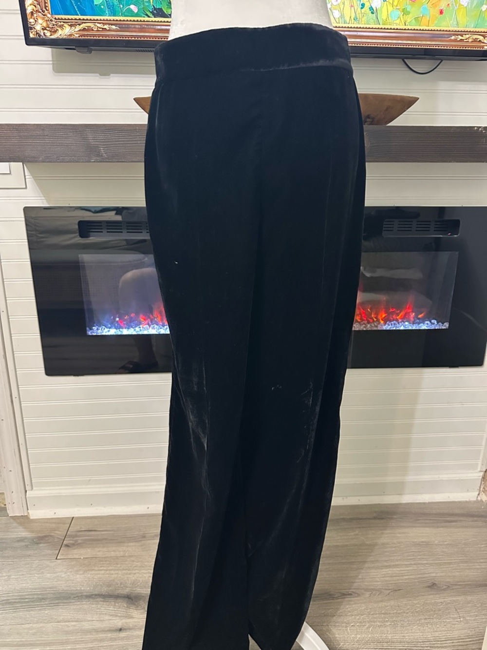 Zara Black Velvet Wide-Leg Pants